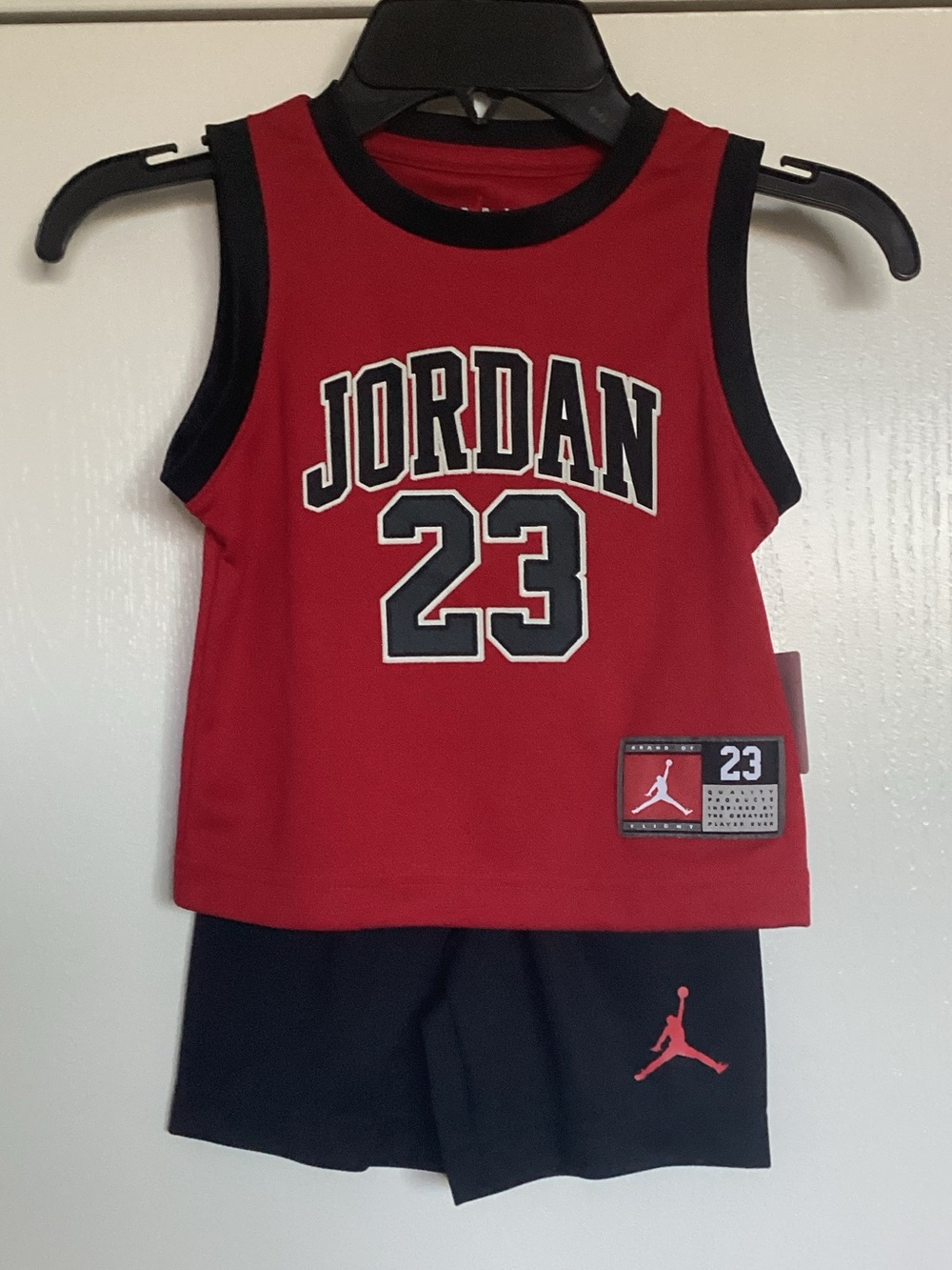 Jordan Red and Black '23’ Basketball Tank & Shorts Set